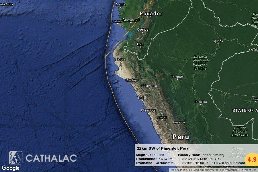 Un nuevo sismo de 5 3 grados sacude la costa norte de Perú El Diario