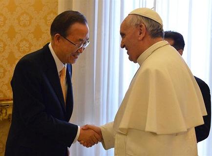 El papa Francisco y Ban Ki-moon analizan el conflicto en Siria y Corea