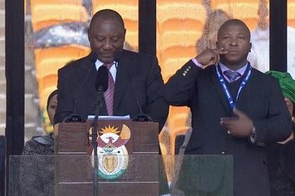 Aseguran que el intérprete para sordos del funeral de Mandela era un impostor