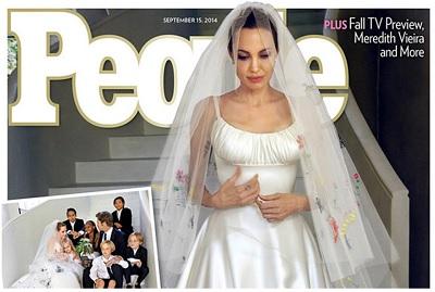 Los hijos de Angelina Jolie decoraron su vestido de novia