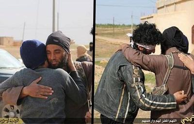 Militantes del EI abrazan a dos homosexuales antes de lapidarlos