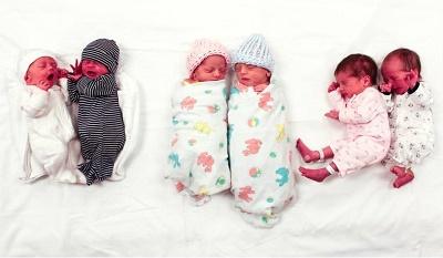 Tres pares de mellizos nacen en un mismo día en Montana
