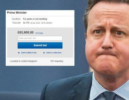 Ponen 'en venta' a David Cameron en eBay por 92.000 dólares