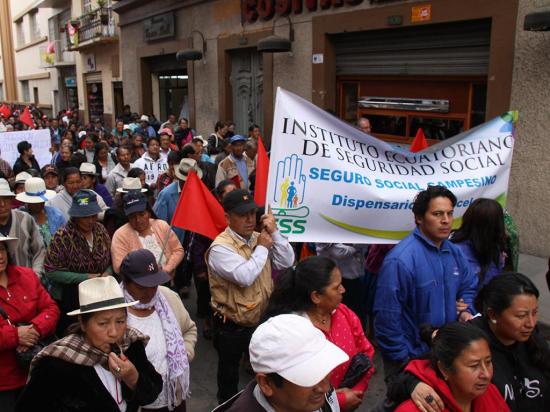 Afiliados al Seguro Campesino participaron en marcha de protesta
