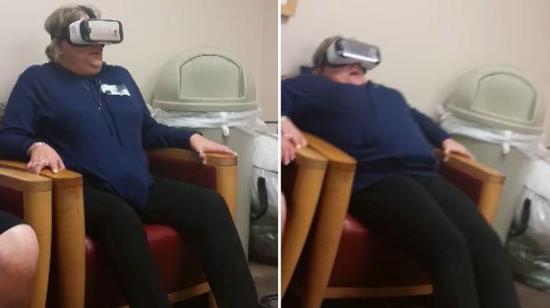La reacción de una mujer con gafas virtuales se hace viral