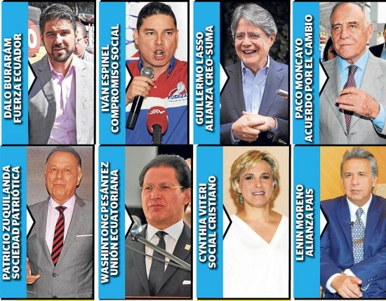 8 candidatos, 8 propuestas para Ecuador