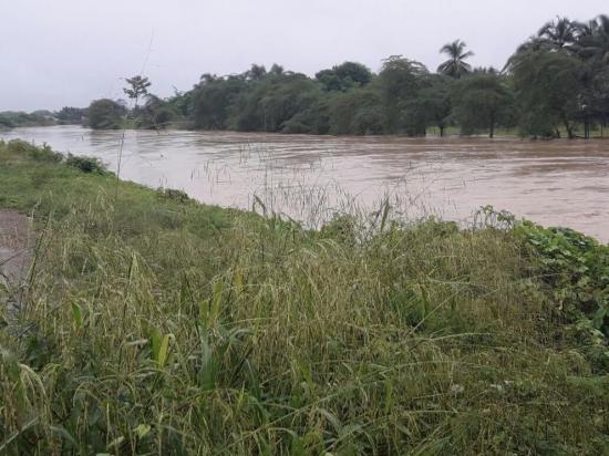 Varios sectores de Tosagua quedaron inundados por las lluvias de esta madrugada