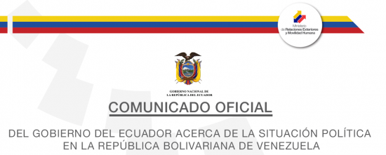El Gobierno de Ecuador pide que se eviten injerencias en Venezuela