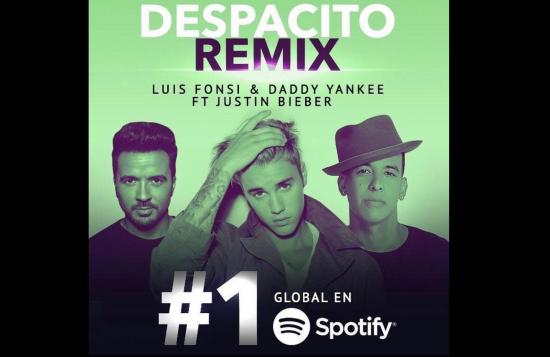 'Despacito remix', primera canción latina que corona la lista global de Spotify