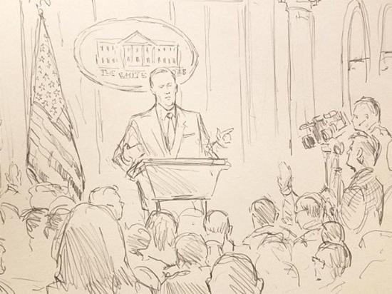 CNN envía un dibujante a la rueda de prensa  de la Casa Blanca