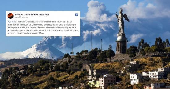 El Instituto Geofísico desmiente rumores sobre un terremoto en Quito