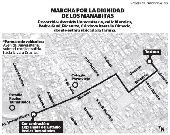 Marcha por ''el respeto y la dignidad'' de Manabí será hoy en Portoviejo