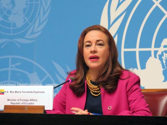 Excanciller María Fernanda Espinosa no hablará de ''juicio político'' mientras esté en ONU