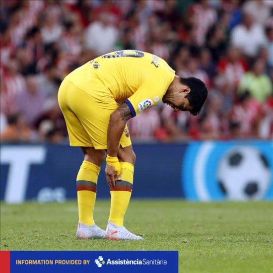 El FC Barcelona confirma la lesión de Luis Suárez en el sóleo de la pierna derecha