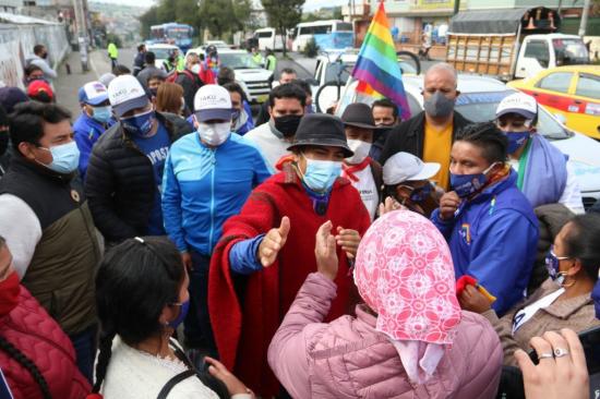 Simpatizantes de Yaku Pérez llegan a Quito en rechazo al proceso electoral